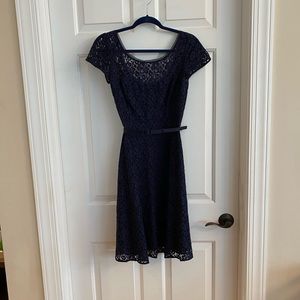 WHBM navy lace dress size 4- like new